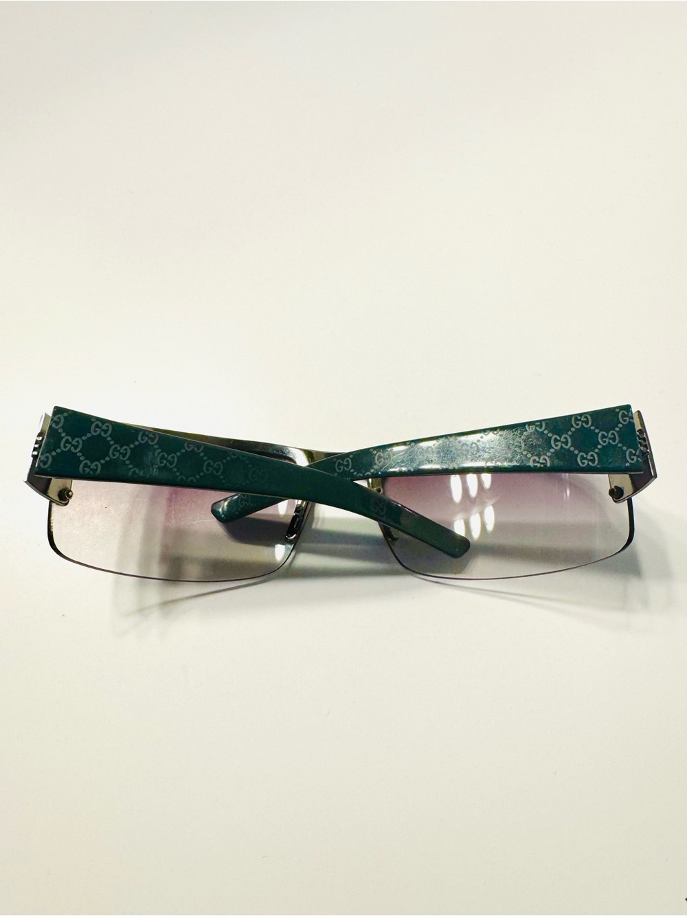 Gucci GG 1827/S Shield Green with Studs Purple Gradient Sunglasses, Y2K, Italy - Picture 4 of 9
